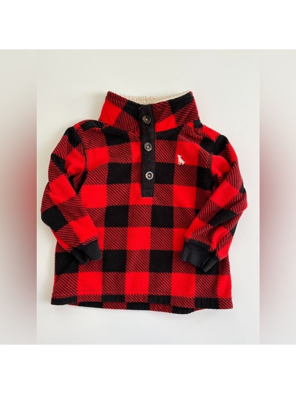 🩵 4/$20 Carter's Red and Black Fleece Sweater‎ with Buffalo Plaid